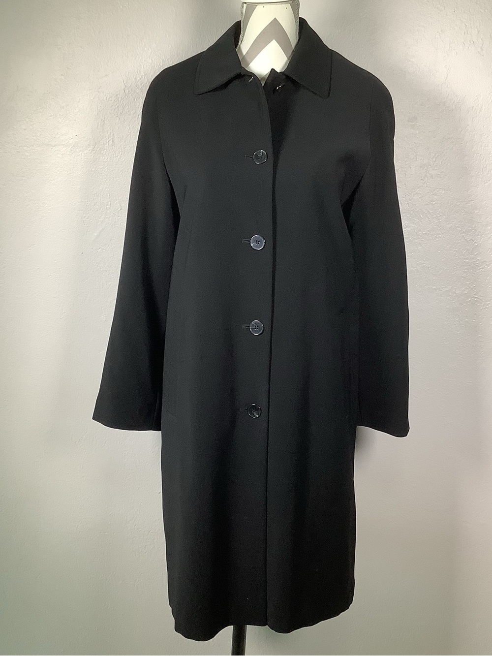 Gallery VTG Women’s Black removable ZipLined Button Up Long Coat Jacket SzXS